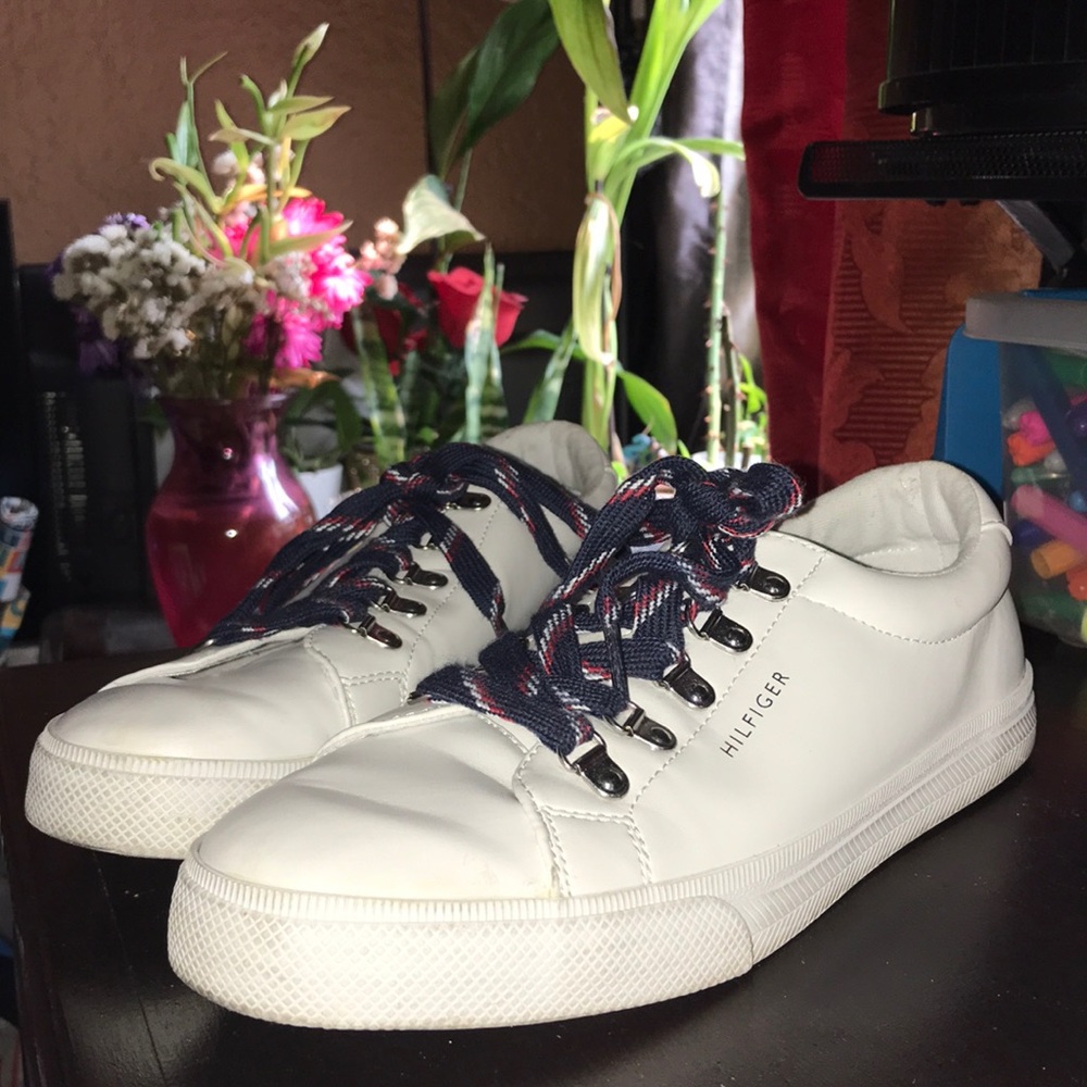A white pair of Tommy Hilfiger